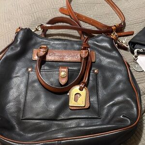 Dooney & Bourke Black and Brown Leather Shoulder Bag